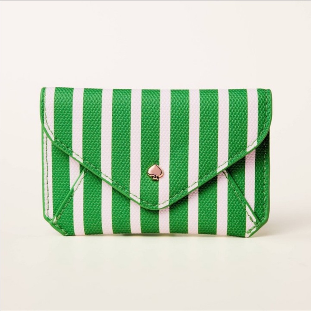Kate Spade Green Striped Envelope Card Case